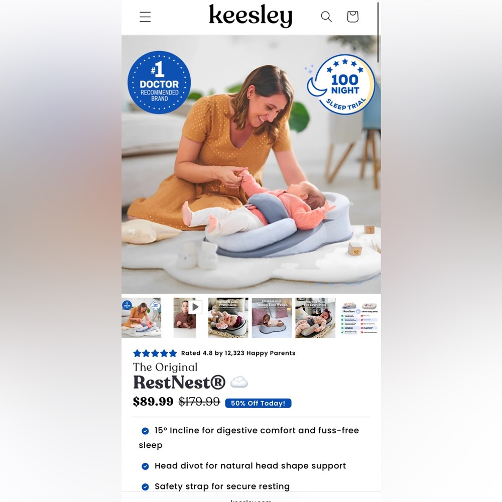 Infant Head Support Pillow - Gray